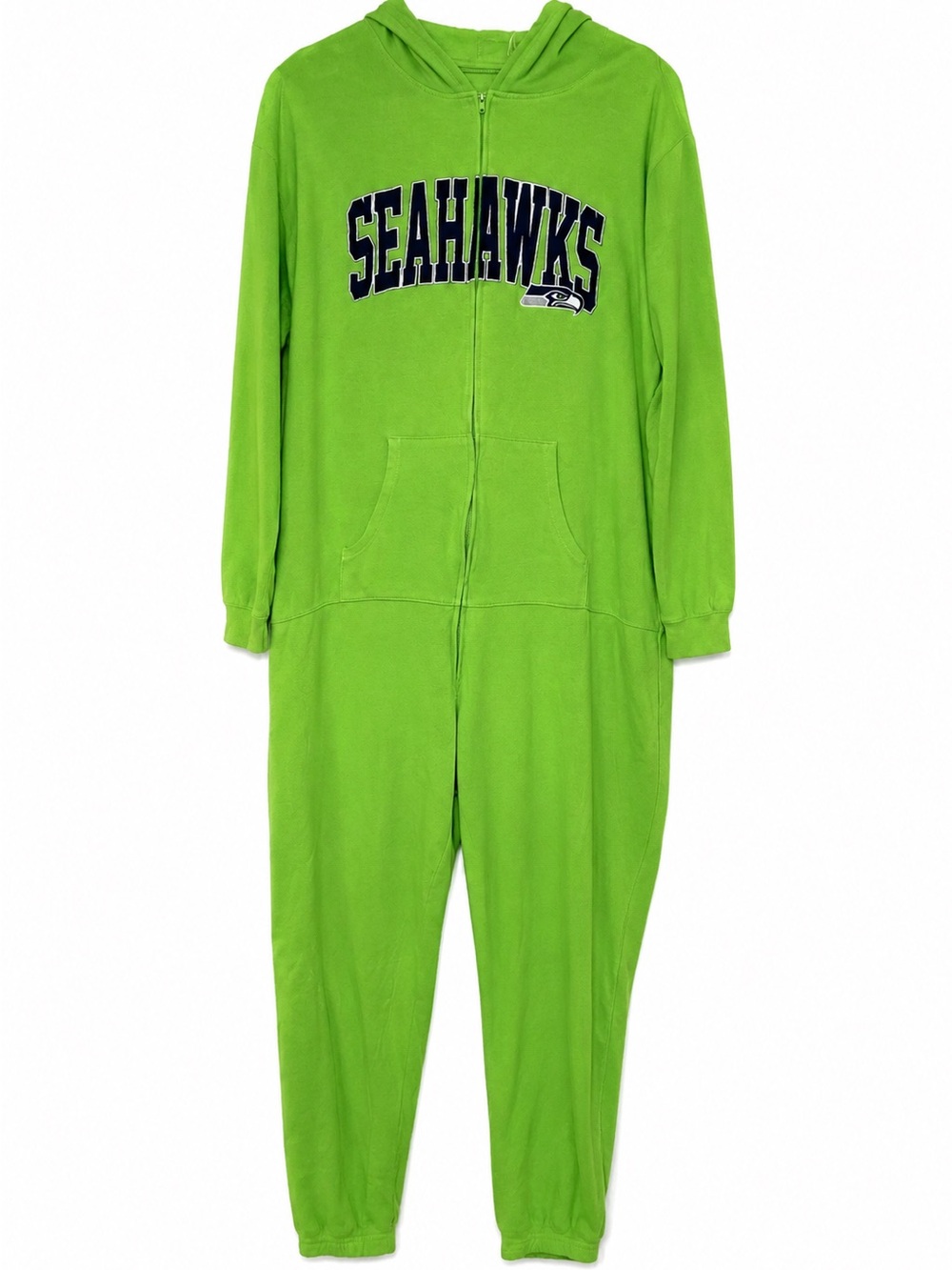 NFL Team Apparel Seattle Seahawks Green Hooded Zip Front One-Piece Pajamas L
